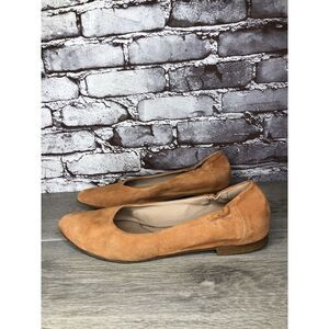 Italeau Handmade Camel Tan Suede Leather Pointed Toe Flats Women’s 41EU/10.5M US